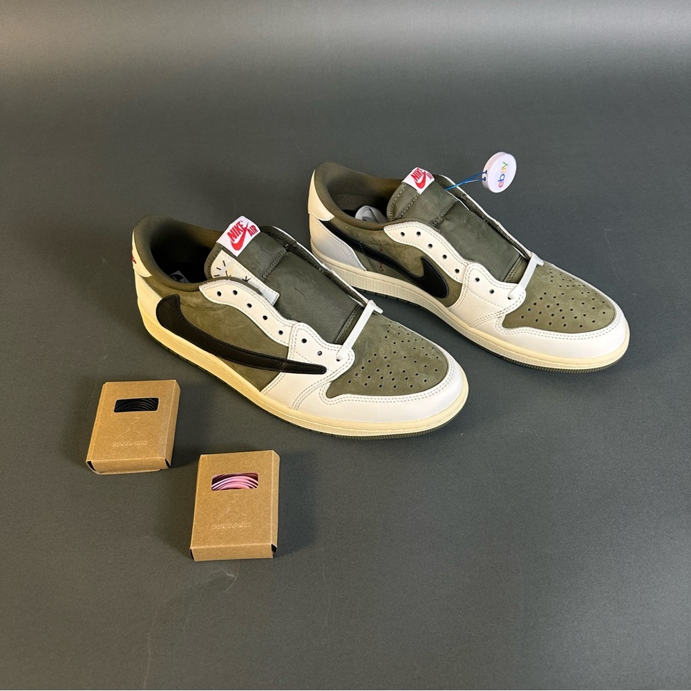 Size 11- 2024 Men's Jordan 1 Retro Low OG SP Travis Scott Med Olive DM7866-200 - Picture 3 of 11